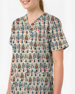 Funny Nutcracker Nurse Christmas Scrub Top