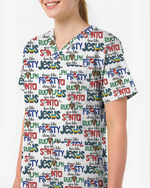 Festive Santa Rudolph Frosty Scrub Top