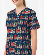 Funny Medical Christmas Medicine Bottle Nurse Scrub Top