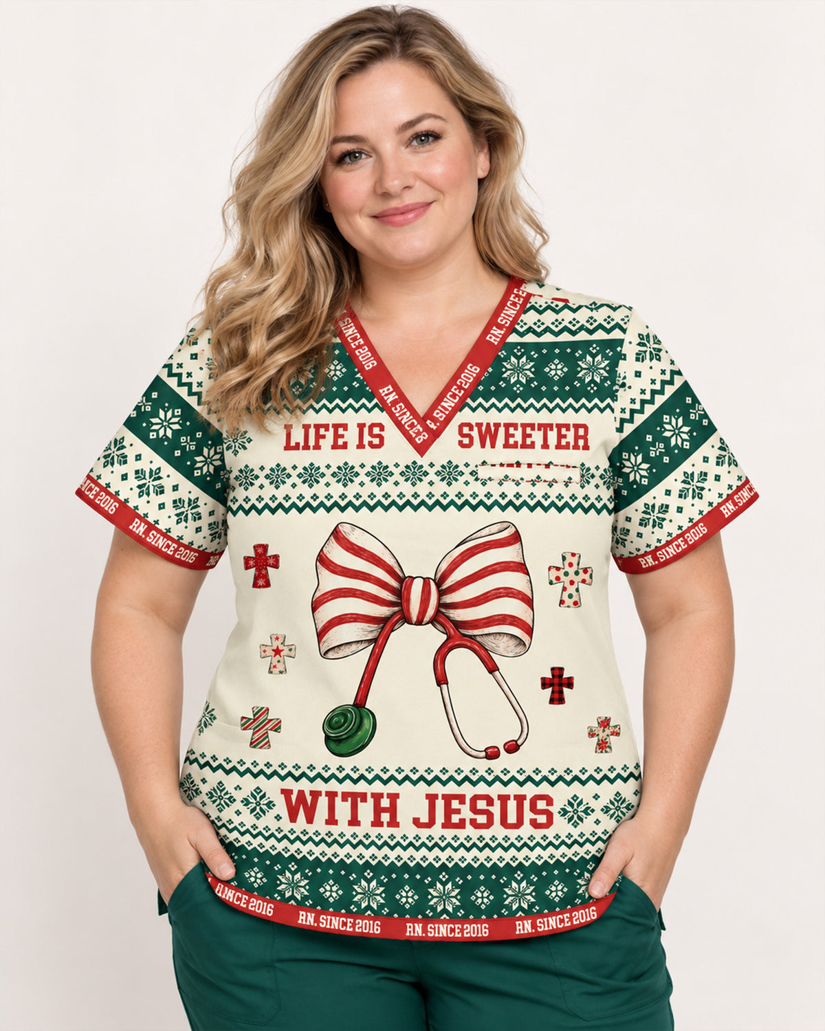 Personalized Job Title And Year Life Is Sweeter With Jesus Christian Christmas Gift For Nurse Top