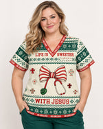 Personalized Job Title And Year Life Is Sweeter With Jesus Christian Christmas Gift For Nurse Top