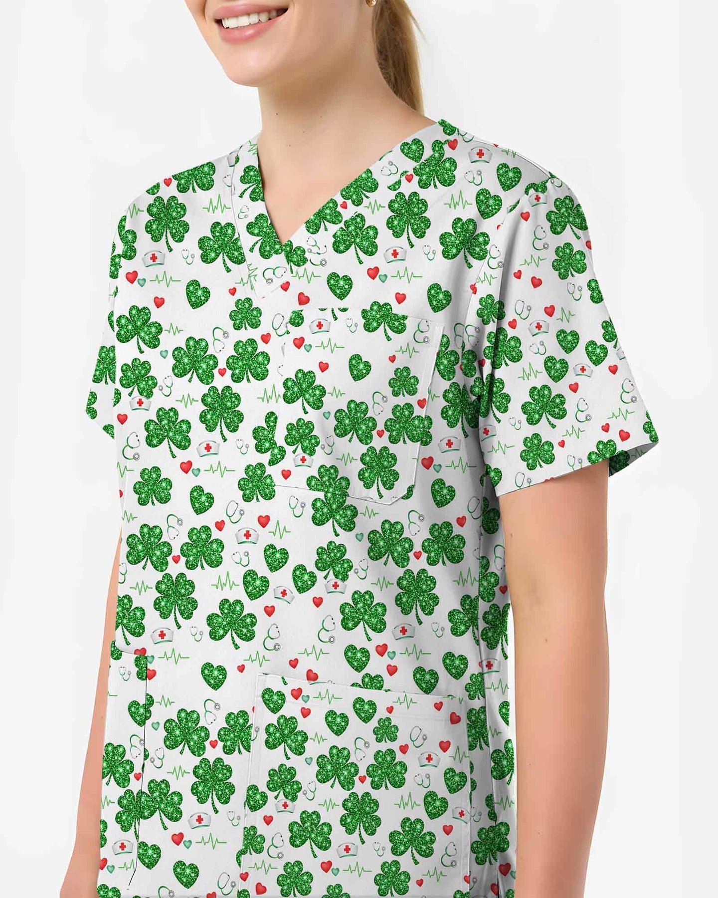Lucky Clover St. Patrick's Day Scrub Top