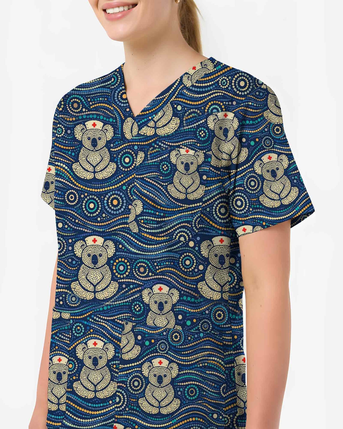 Aboriginal Indigenous Art Nurse Koala Medical Scrub Top