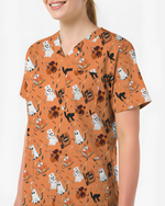 Creepy Cute Ghost Pumpkin Healthcare Scrub Top