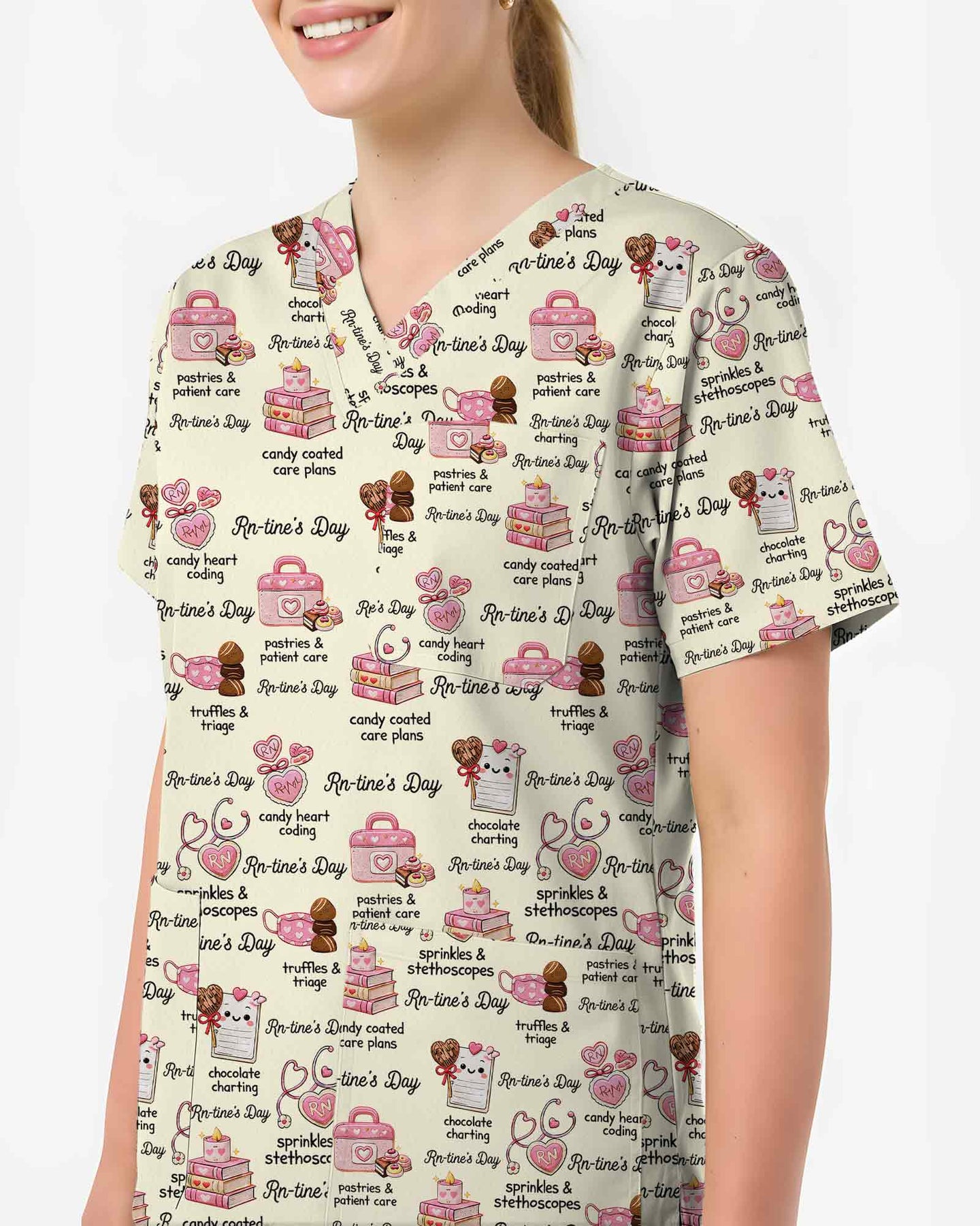Rn-tine's Day Sweet Treats Medical Scrub Top
