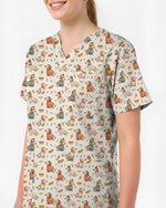 Autumn Dachshund Sweater Weather Nurse Scrub Top