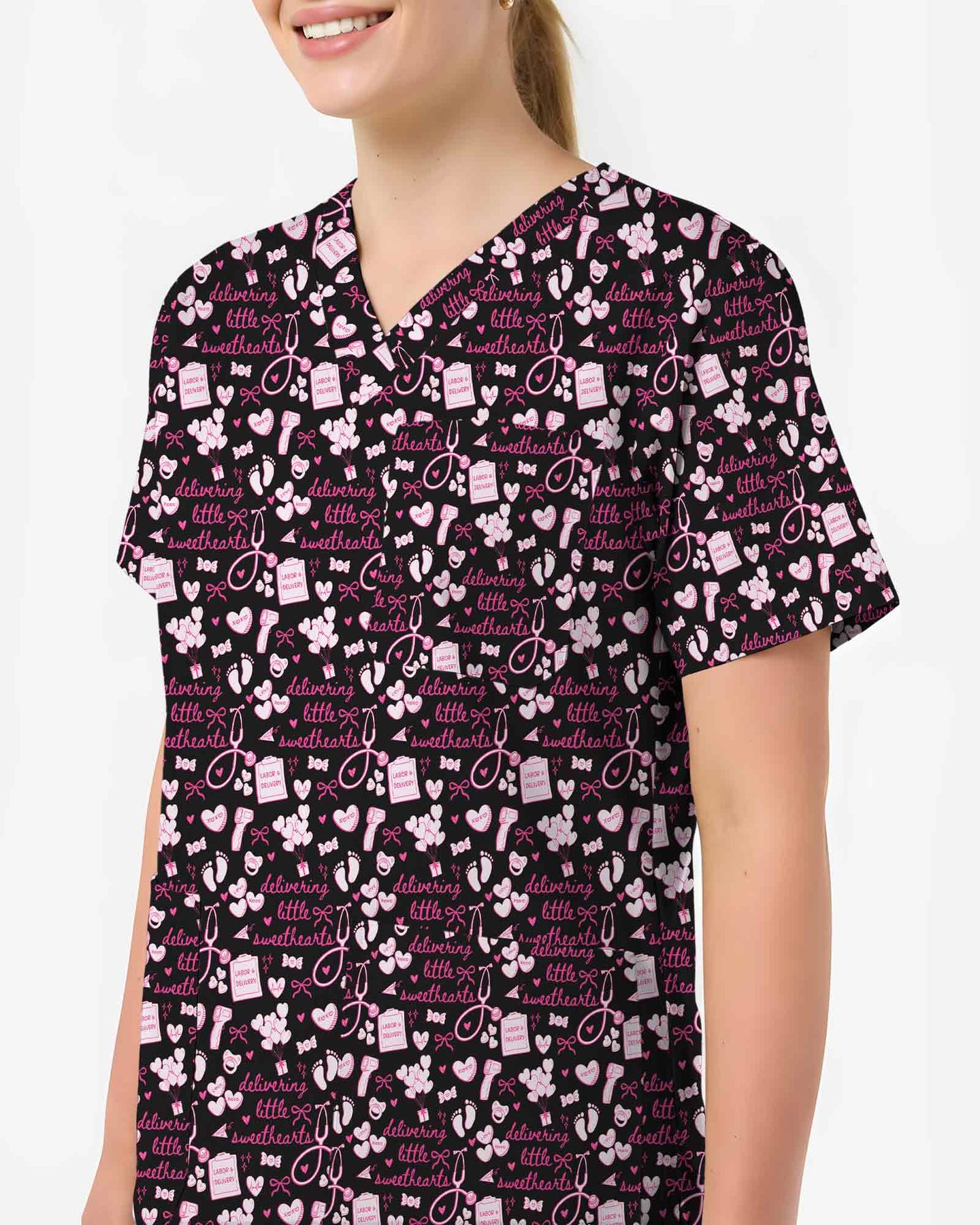 Labor & Delivery Little Sweethearts Scrub Top