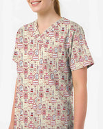 Vintage Nurse Valentine Heart Medical Scrub Top