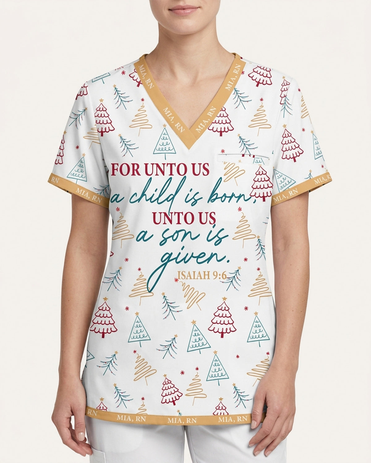 Personalized Name For Unto Us A Child Is Born Unto Us A Son Is Given Christmas Gift For Nurse Top