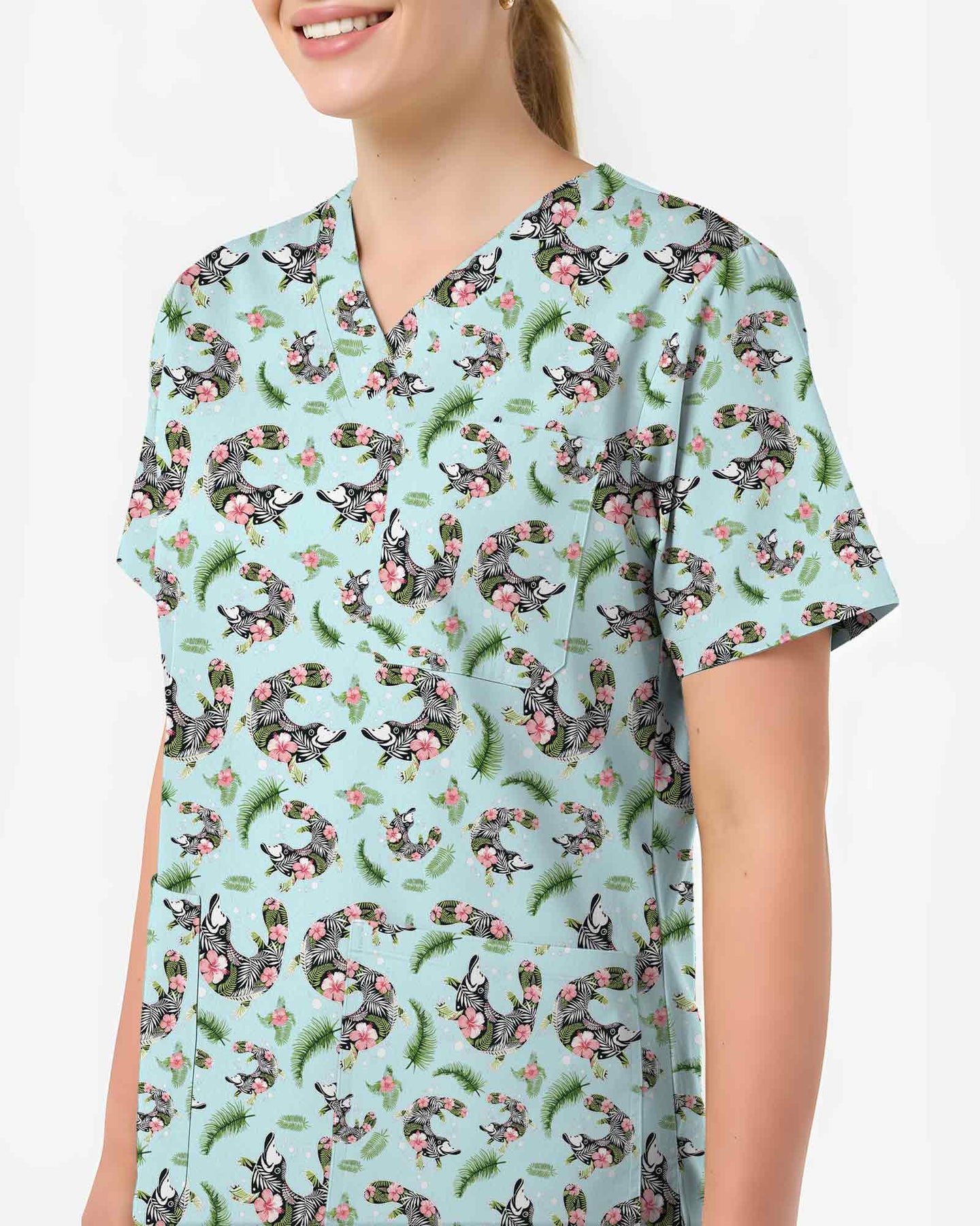 Platypus Tropical Floral Scrub Top