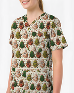 Sweet Christmas Tree Cookie Nurse Scrub Top