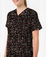 Funny Black Lab Reindeer Scrub Top