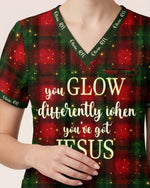 Personalized Name And Specialty You Glow Differently When You've Got Jesus Plaid Pattern Christmas Gift For Nurse Set