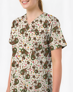 Cute Christmas Dog Medical Scrub Top