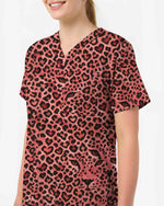 Charming Leopard Heart Scrub Top