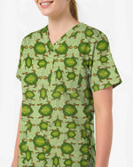Green Sea Turtle Dot Art Medical Scrub Top