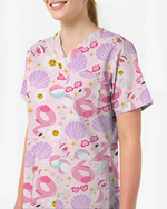 Beachy Vibes Coastal Sunshine Escape Women Scrub Top