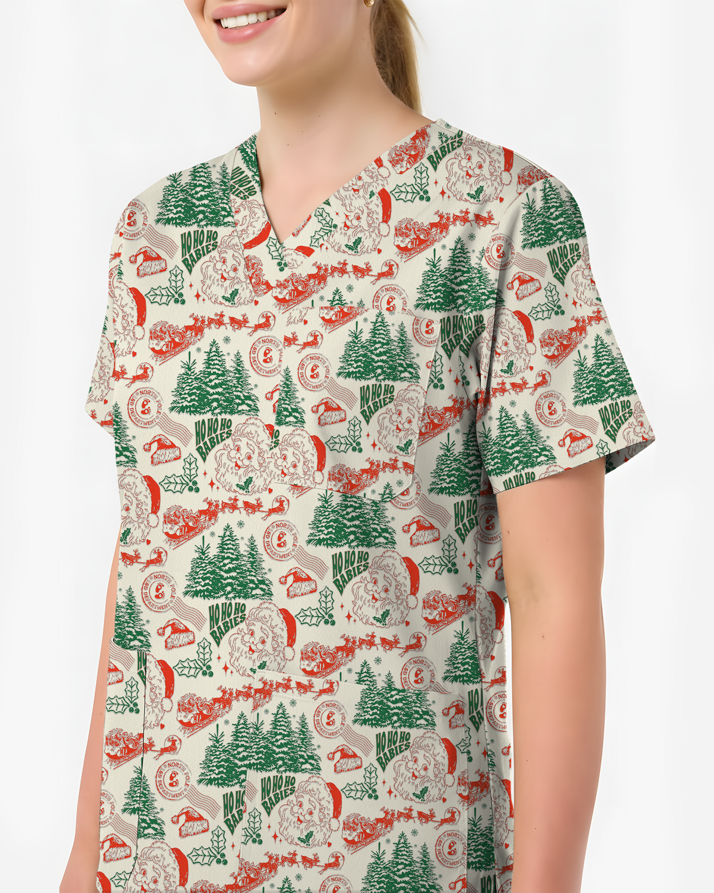Funny Ho Ho Ho Babies Christmas Scrub Top