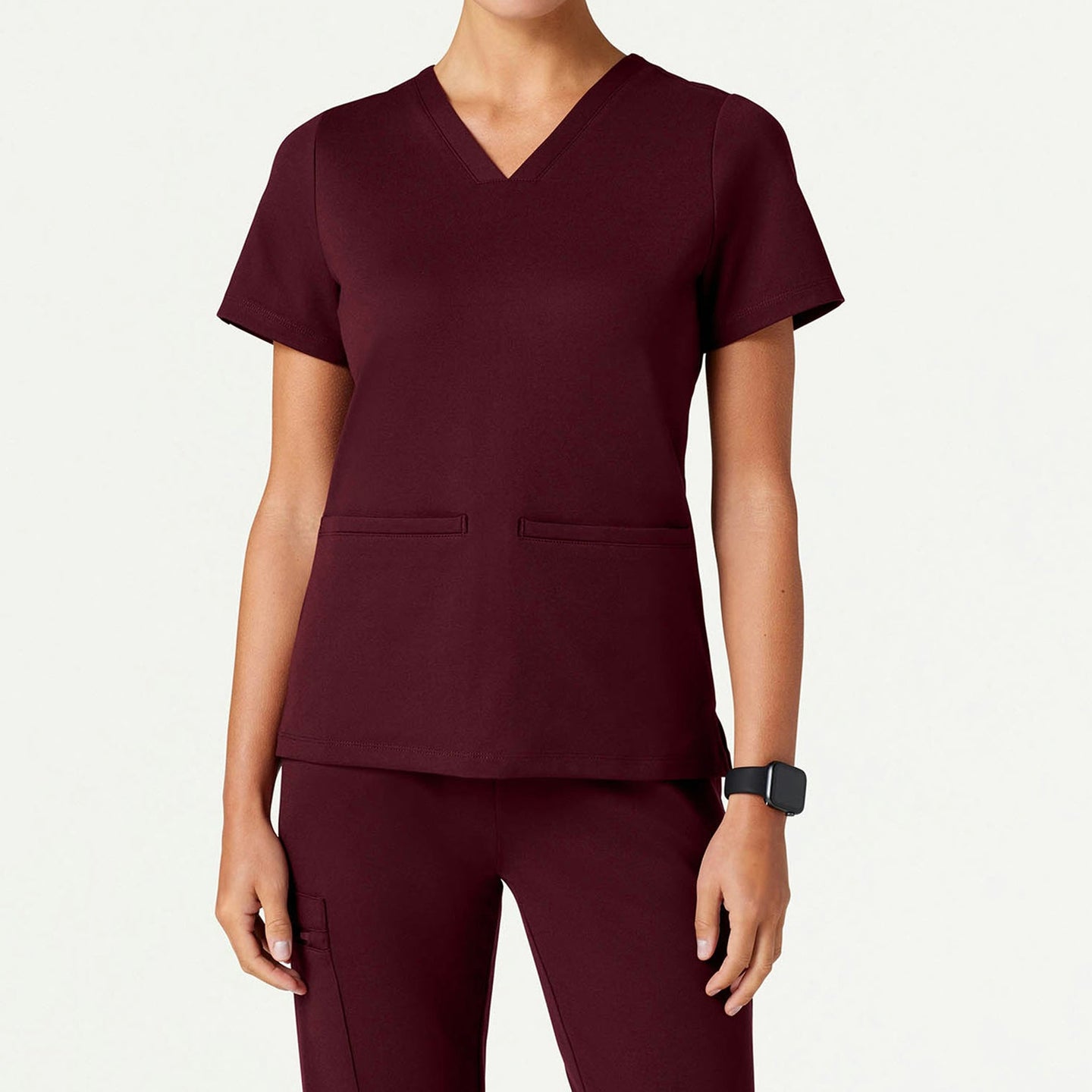 Women’s Slim Fit Soft Stretch V-Neck Scrub Top with 2 Pockets and Side Vents