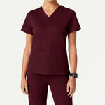 Women’s Slim Fit Soft Stretch V-Neck Scrub Top with 2 Pockets and Side Vents