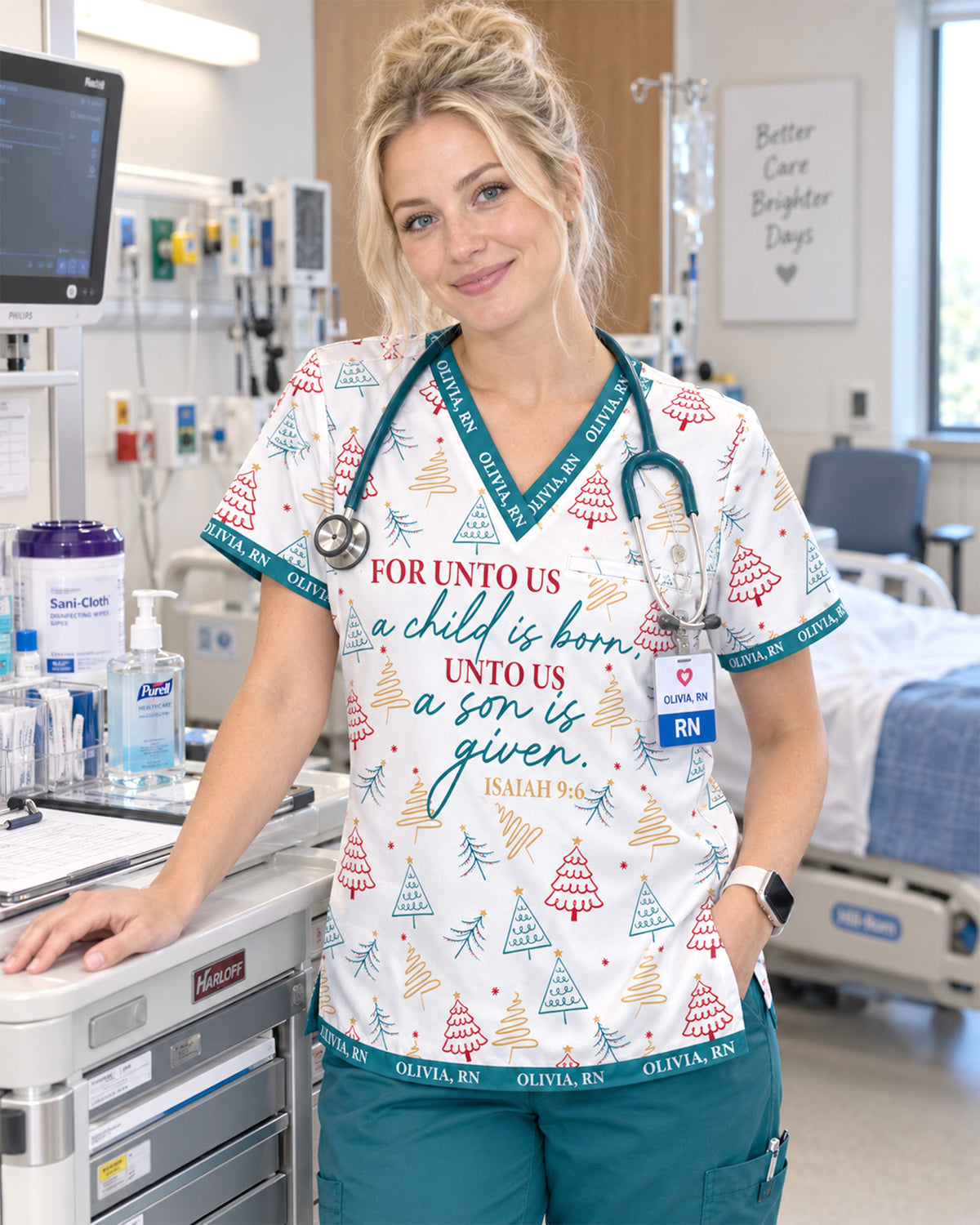 Personalized Name For Unto Us A Child Is Born Unto Us A Son Is Given Christmas Gift For Nurse Top
