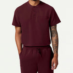 Men’s Classic Fit Henley Scrub Top with 1 Chest Pocket