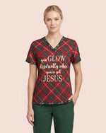 Personalized Name And Specialty You Glow Differently When You've Got Jesus Plaid Pattern Christmas Gift For Nurse Top