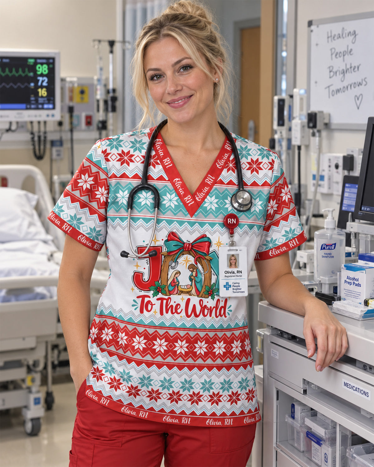 Personalized Text Joy To The World Jesus Christmas Gift For Nurse Top