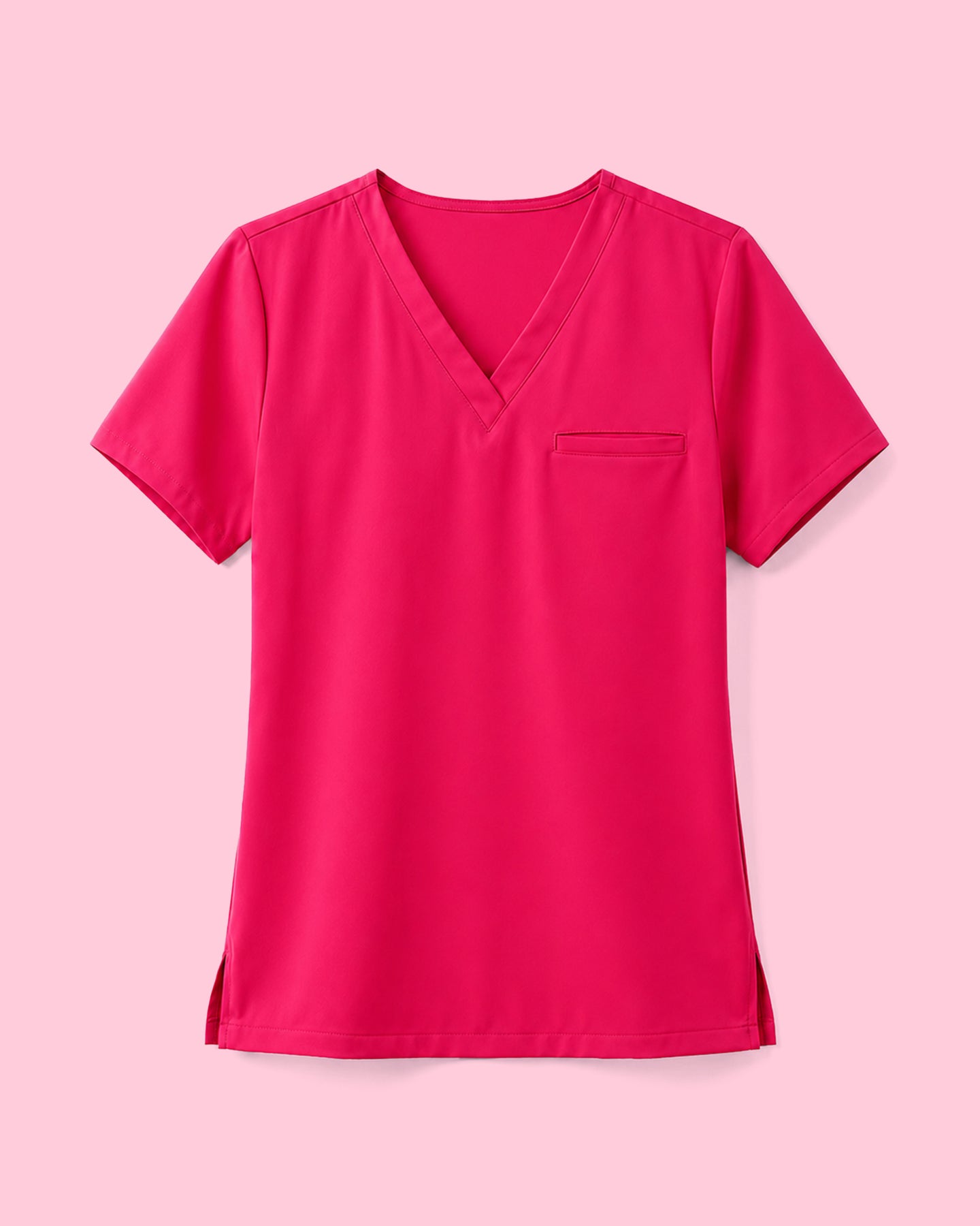 Women's One-Pocket V-neck Scrub Top Sangria
