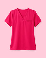 Women's One-Pocket V-neck Scrub Top Sangria