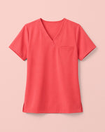 Women's One-Pocket V-neck Scrub Top Coral