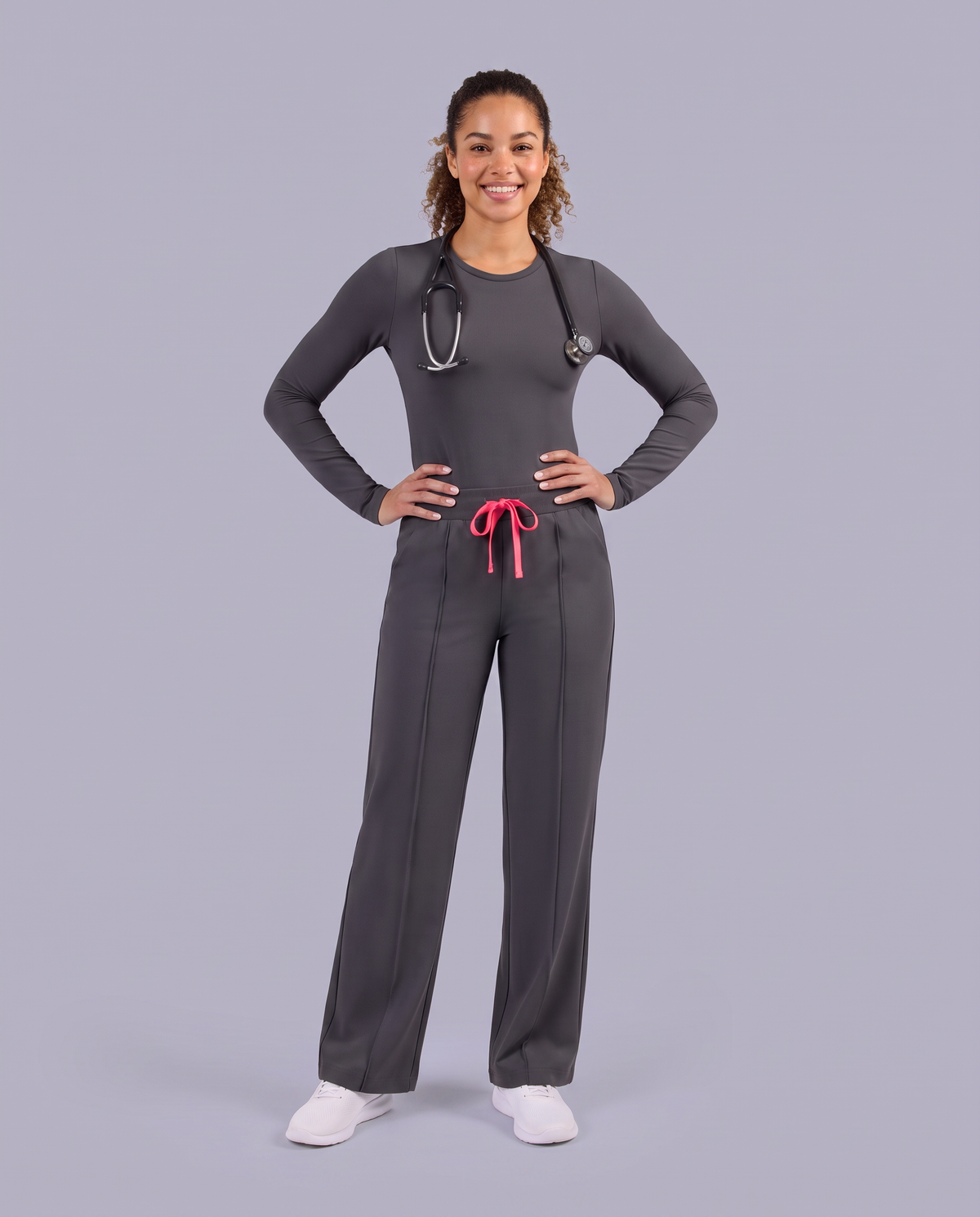 Pintuck High-Rise Straight-Leg Pant Pewter
