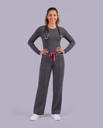 Pintuck High-Rise Straight-Leg Pant Pewter