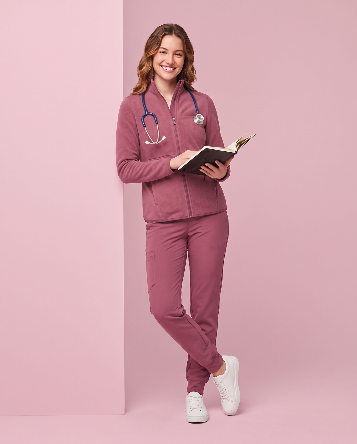 Fleece Scrub Jacket Mauve