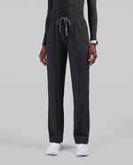 Pintuck High-Rise Straight-Leg Pant Black