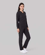 Long-Sleeve 6-Pocket V-neck Top Black