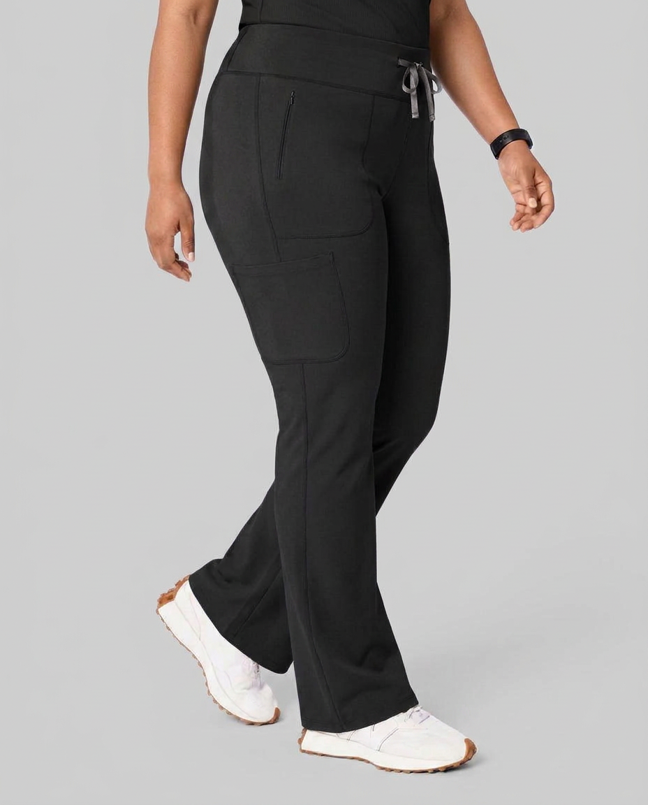 Curved High-Rise Flare Scrub Legging Black