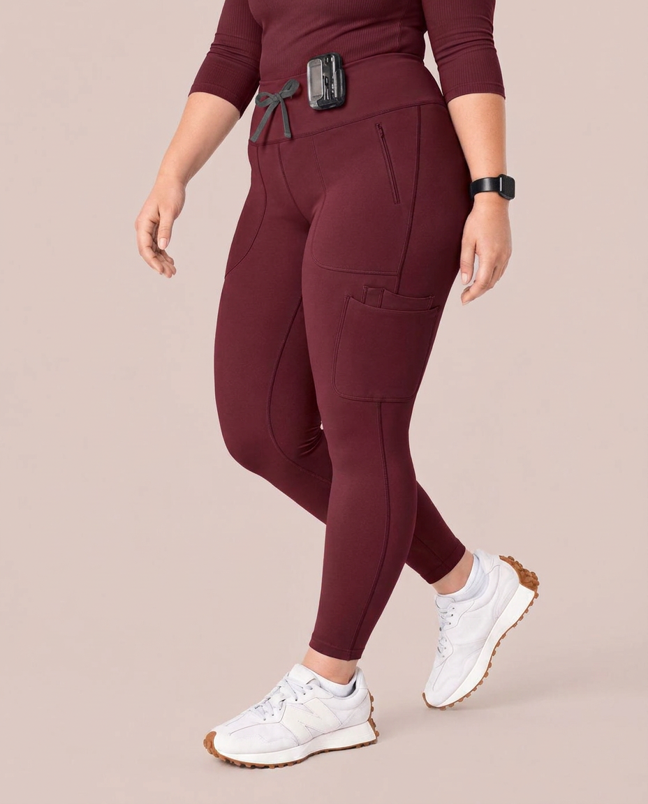 Curved High-Rise Scrub Legging Burgundy