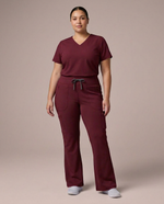Curved High-Rise Flare Scrub Legging Burgundy