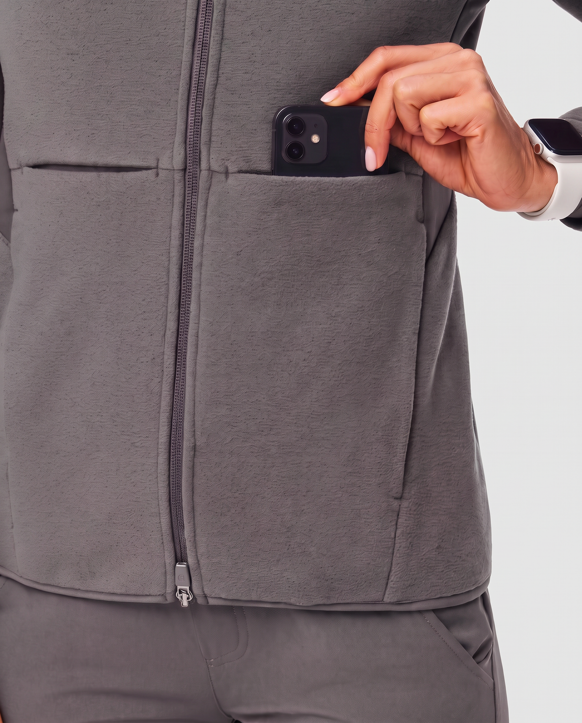Fleece Scrub Jacket Heather Gray