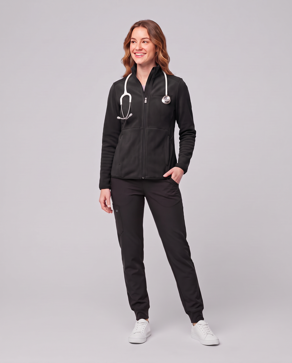 Fleece Scrub Jacket Black