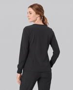 Long-Sleeve One-Pocket V-neck Top Black
