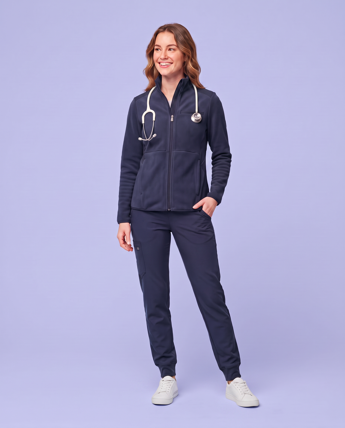 Fleece Scrub Jacket Navy