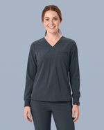 Long-Sleeve One-Pocket V-neck Top Dark Harbor