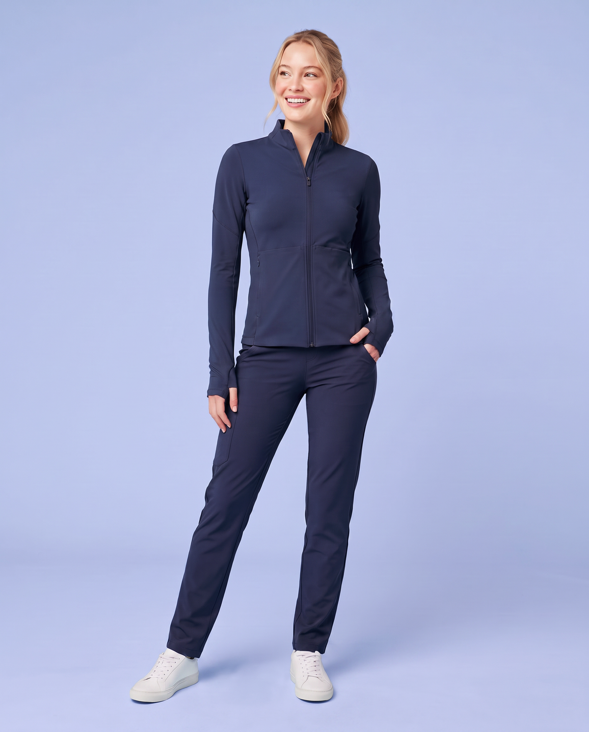 Athletic Knit Scrub Jacket Navy