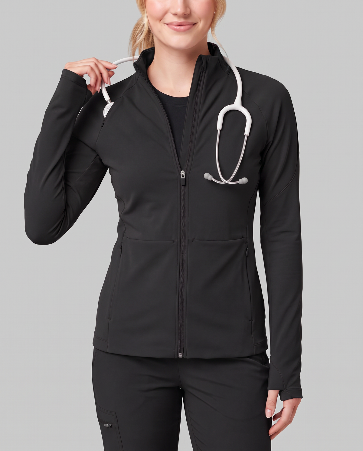 Athletic Knit Scrub Jacket Black