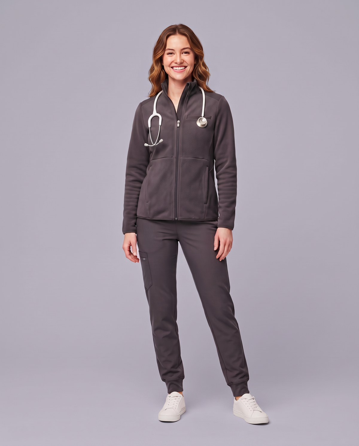 Fleece Scrub Jacket Pewter