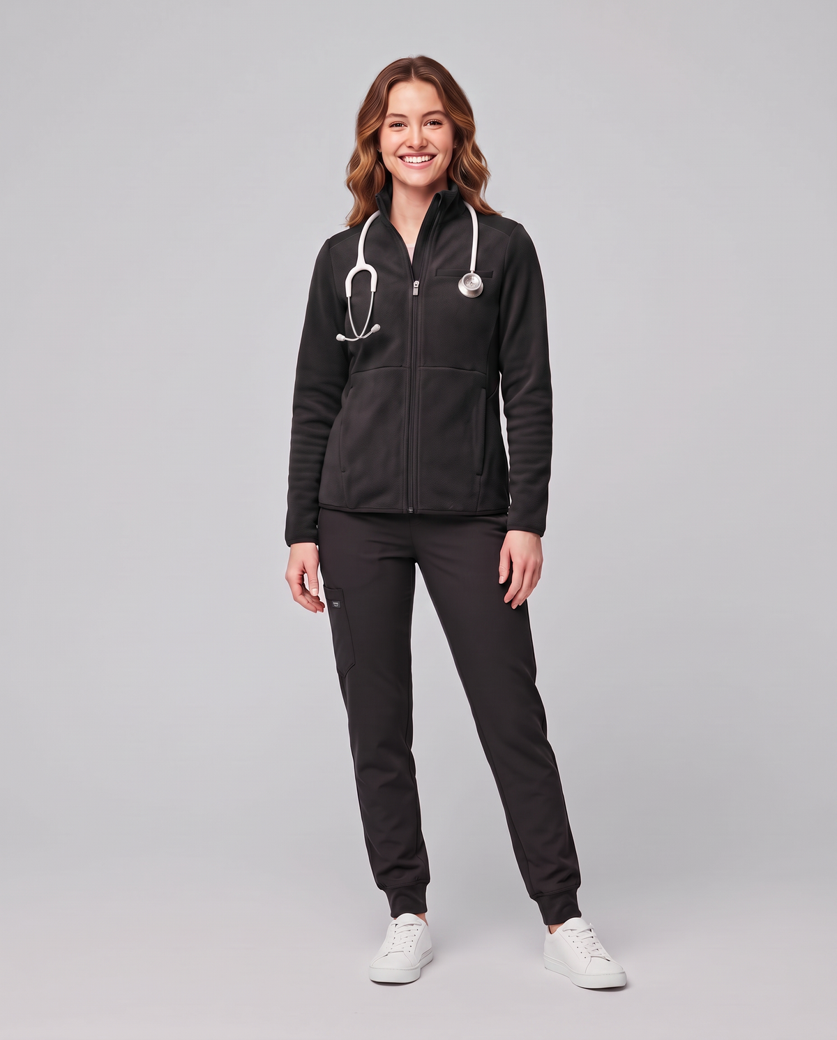 Fleece Scrub Jacket Black