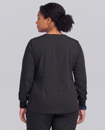 Long-Sleeve One-Pocket V-neck Top Black