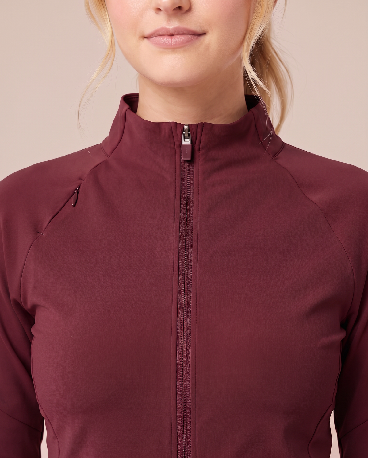 Athletic Knit Scrub Jacket Burgundy